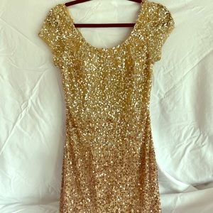 Ombré gold to bronze sequin cocktail dress